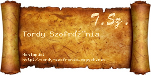 Tordy Szofrónia névjegykártya